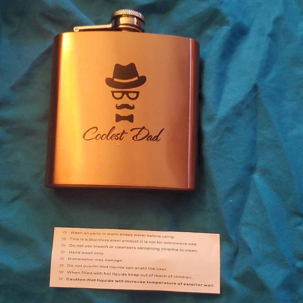 Coolest Dad Stainless Steel Flask - Brown